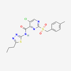 5-chloranyl-2-[(4-methylphenyl)methylsulfonyl]-N-(5-propyl-1,3,4-thiadiazol-2-yl)pyrimidine-4-carboxamide