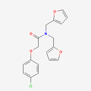 molecular formula C18H16ClNO4 B11375721 2-(4-chlorophenoxy)-N,N-bis(2-furylmethyl)acetamide 