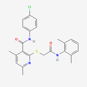 molecular formula C24H24ClN3O2S B11375728 N-(4-chlorophenyl)-2-({2-[(2,6-dimethylphenyl)amino]-2-oxoethyl}sulfanyl)-4,6-dimethylpyridine-3-carboxamide 