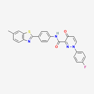 molecular formula C25H17FN4O2S B11375775 1-(4-fluorophenyl)-N-[4-(6-methyl-1,3-benzothiazol-2-yl)phenyl]-4-oxo-1,4-dihydropyridazine-3-carboxamide 