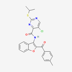 5-chloro-N-{2-[(4-methylphenyl)carbonyl]-1-benzofuran-3-yl}-2-(propan-2-ylsulfanyl)pyrimidine-4-carboxamide