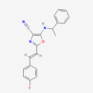 molecular formula C20H16FN3O B11375833 2-[(E)-2-(4-fluorophenyl)ethenyl]-5-[(1-phenylethyl)amino]-1,3-oxazole-4-carbonitrile 