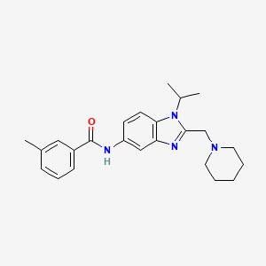 molecular formula C24H30N4O B11375836 3-methyl-N-[2-(piperidin-1-ylmethyl)-1-(propan-2-yl)-1H-benzimidazol-5-yl]benzamide 