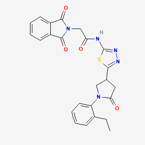 molecular formula C24H21N5O4S B11375844 2-(1,3-dioxo-1,3-dihydro-2H-isoindol-2-yl)-N-{5-[1-(2-ethylphenyl)-5-oxopyrrolidin-3-yl]-1,3,4-thiadiazol-2-yl}acetamide 