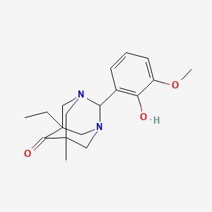 molecular formula C18H24N2O3 B11375863 5-Ethyl-2-(2-hydroxy-3-methoxyphenyl)-7-methyl-1,3-diazatricyclo[3.3.1.1~3,7~]decan-6-one 