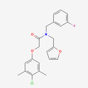 molecular formula C22H21ClFNO3 B11375877 2-(4-chloro-3,5-dimethylphenoxy)-N-(3-fluorobenzyl)-N-(furan-2-ylmethyl)acetamide 