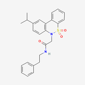 molecular formula C25H26N2O3S B11375881 2-(9-isopropyl-5,5-dioxido-6H-dibenzo[c,e][1,2]thiazin-6-yl)-N-(2-phenylethyl)acetamide 