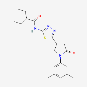 molecular formula C20H26N4O2S B11375908 N-{5-[1-(3,5-dimethylphenyl)-5-oxopyrrolidin-3-yl]-1,3,4-thiadiazol-2-yl}-2-ethylbutanamide 