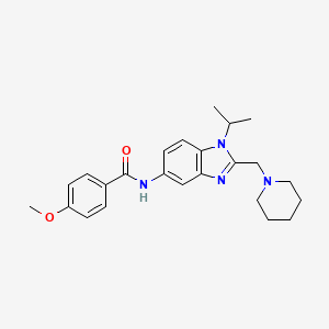 molecular formula C24H30N4O2 B11375976 4-methoxy-N-[2-(piperidin-1-ylmethyl)-1-(propan-2-yl)-1H-benzimidazol-5-yl]benzamide 