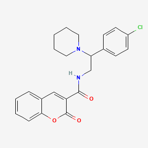 molecular formula C23H23ClN2O3 B11375988 N-[2-(4-chlorophenyl)-2-(piperidin-1-yl)ethyl]-2-oxo-2H-chromene-3-carboxamide 