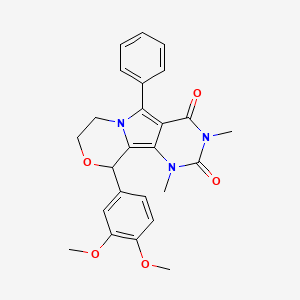 molecular formula C25H25N3O5 B11376036 13-(3,4-dimethoxyphenyl)-3,5-dimethyl-8-phenyl-12-oxa-3,5,9-triazatricyclo[7.4.0.02,7]trideca-1,7-diene-4,6-dione 