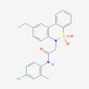 molecular formula C23H21ClN2O3S B11376051 N-(4-chloro-2-methylphenyl)-2-(9-ethyl-5,5-dioxido-6H-dibenzo[c,e][1,2]thiazin-6-yl)acetamide 