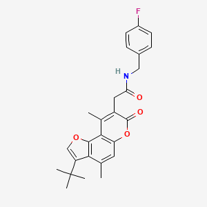 molecular formula C26H26FNO4 B11376092 2-(3-tert-butyl-4,9-dimethyl-7-oxo-7H-furo[2,3-f]chromen-8-yl)-N-(4-fluorobenzyl)acetamide 