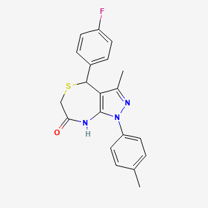 molecular formula C20H18FN3OS B11376131 4-(4-fluorophenyl)-3-methyl-1-(4-methylphenyl)-4,6-dihydro-1H-pyrazolo[3,4-e][1,4]thiazepin-7-ol 