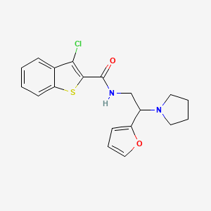 molecular formula C19H19ClN2O2S B11376132 3-chloro-N-[2-(furan-2-yl)-2-(pyrrolidin-1-yl)ethyl]-1-benzothiophene-2-carboxamide 