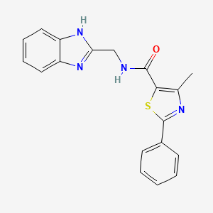 molecular formula C19H16N4OS B11376136 N-(1H-benzimidazol-2-ylmethyl)-4-methyl-2-phenyl-1,3-thiazole-5-carboxamide 