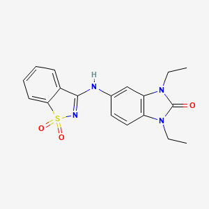 5-[(1,1-dioxido-1,2-benzothiazol-3-yl)amino]-1,3-diethyl-1,3-dihydro-2H-benzimidazol-2-one