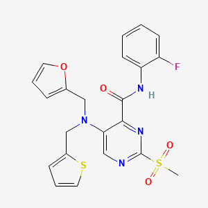 N-(2-fluorophenyl)-5-[(furan-2-ylmethyl)(thiophen-2-ylmethyl)amino]-2-(methylsulfonyl)pyrimidine-4-carboxamide