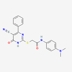 molecular formula C21H19N5O2S B11376223 2-[(5-Cyano-6-oxo-4-phenyl-1,6-dihydropyrimidin-2-YL)sulfanyl]-N-[4-(dimethylamino)phenyl]acetamide 