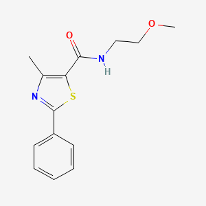 molecular formula C14H16N2O2S B11376257 N-(2-methoxyethyl)-4-methyl-2-phenyl-1,3-thiazole-5-carboxamide 