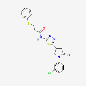 N-{5-[1-(3-chloro-4-methylphenyl)-5-oxopyrrolidin-3-yl]-1,3,4-thiadiazol-2-yl}-3-(phenylsulfanyl)propanamide