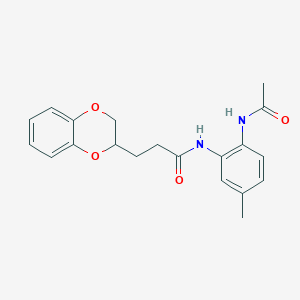 molecular formula C20H22N2O4 B11376274 N-[2-(acetylamino)-5-methylphenyl]-3-(2,3-dihydro-1,4-benzodioxin-2-yl)propanamide 