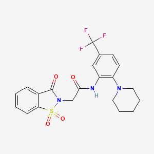 2-(1,1-dioxido-3-oxo-1,2-benzothiazol-2(3H)-yl)-N-[2-(piperidin-1-yl)-5-(trifluoromethyl)phenyl]acetamide