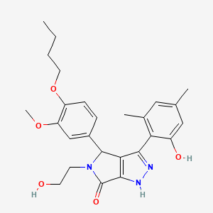 molecular formula C26H31N3O5 B11376443 4-(4-butoxy-3-methoxyphenyl)-3-(2-hydroxy-4,6-dimethylphenyl)-5-(2-hydroxyethyl)-4,5-dihydropyrrolo[3,4-c]pyrazol-6(1H)-one 