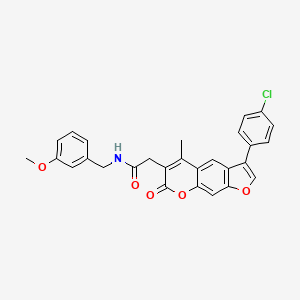 molecular formula C28H22ClNO5 B11376527 2-[3-(4-chlorophenyl)-5-methyl-7-oxo-7H-furo[3,2-g]chromen-6-yl]-N-(3-methoxybenzyl)acetamide 