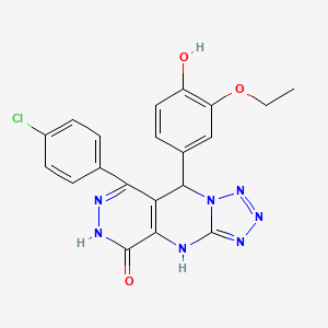 10-(4-chlorophenyl)-8-(3-ethoxy-4-hydroxyphenyl)-2,4,5,6,7,11,12-heptazatricyclo[7.4.0.03,7]trideca-1(9),3,5,10-tetraen-13-one