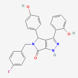 molecular formula C24H18FN3O3 B11376573 5-(4-fluorobenzyl)-3-(2-hydroxyphenyl)-4-(4-hydroxyphenyl)-4,5-dihydropyrrolo[3,4-c]pyrazol-6(2H)-one 