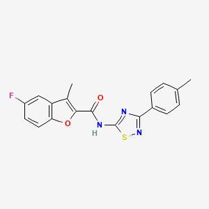 molecular formula C19H14FN3O2S B11376605 5-fluoro-3-methyl-N-[3-(4-methylphenyl)-1,2,4-thiadiazol-5-yl]-1-benzofuran-2-carboxamide 