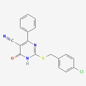 2-[(4-chlorophenyl)methylsulfanyl]-4-oxo-6-phenyl-1H-pyrimidine-5-carbonitrile