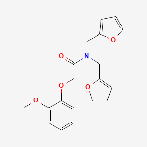 molecular formula C19H19NO5 B11376684 N,N-bis(2-furylmethyl)-2-(2-methoxyphenoxy)acetamide 