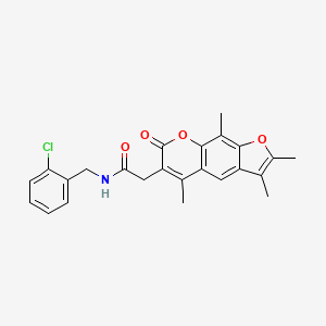 molecular formula C24H22ClNO4 B11376722 N-(2-chlorobenzyl)-2-(2,3,5,9-tetramethyl-7-oxo-7H-furo[3,2-g]chromen-6-yl)acetamide 