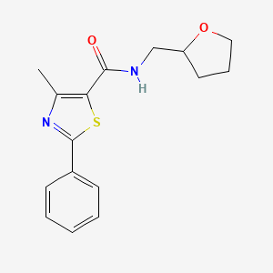 molecular formula C16H18N2O2S B11376747 4-methyl-2-phenyl-N-(tetrahydrofuran-2-ylmethyl)-1,3-thiazole-5-carboxamide 