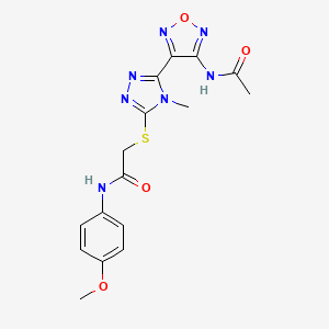 molecular formula C16H17N7O4S B11376786 2-({5-[4-(acetylamino)-1,2,5-oxadiazol-3-yl]-4-methyl-4H-1,2,4-triazol-3-yl}sulfanyl)-N-(4-methoxyphenyl)acetamide 