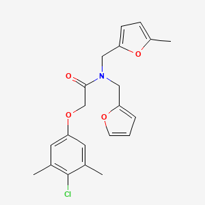 molecular formula C21H22ClNO4 B11376810 2-(4-chloro-3,5-dimethylphenoxy)-N-(furan-2-ylmethyl)-N-[(5-methylfuran-2-yl)methyl]acetamide 