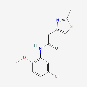 molecular formula C13H13ClN2O2S B11376881 N-(5-chloro-2-methoxyphenyl)-2-(2-methyl-1,3-thiazol-4-yl)acetamide 