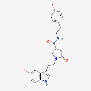 molecular formula C23H23F2N3O2 B11376897 1-[2-(5-fluoro-1H-indol-3-yl)ethyl]-N-[2-(4-fluorophenyl)ethyl]-5-oxopyrrolidine-3-carboxamide 