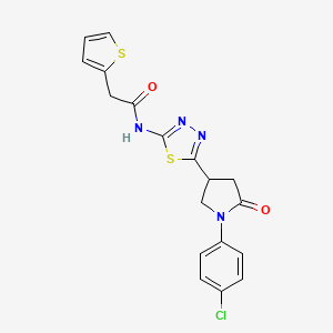 N-{5-[1-(4-chlorophenyl)-5-oxopyrrolidin-3-yl]-1,3,4-thiadiazol-2-yl}-2-(thiophen-2-yl)acetamide