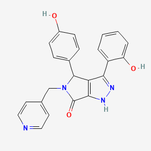 molecular formula C23H18N4O3 B11376976 3-(2-hydroxyphenyl)-4-(4-hydroxyphenyl)-5-(pyridin-4-ylmethyl)-4,5-dihydropyrrolo[3,4-c]pyrazol-6(2H)-one 