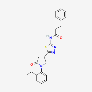 N-{5-[1-(2-ethylphenyl)-5-oxopyrrolidin-3-yl]-1,3,4-thiadiazol-2-yl}-3-phenylpropanamide