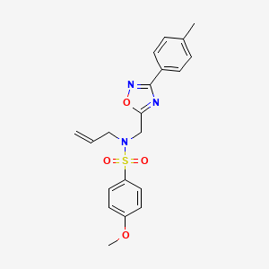 molecular formula C20H21N3O4S B11377010 4-methoxy-N-{[3-(4-methylphenyl)-1,2,4-oxadiazol-5-yl]methyl}-N-(prop-2-en-1-yl)benzenesulfonamide 