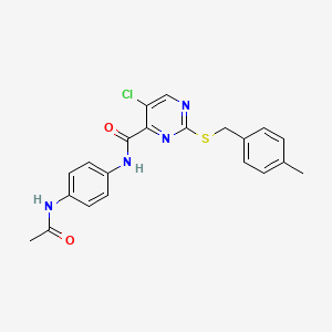 molecular formula C21H19ClN4O2S B11377028 N-[4-(acetylamino)phenyl]-5-chloro-2-[(4-methylbenzyl)sulfanyl]pyrimidine-4-carboxamide 