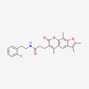 molecular formula C26H26FNO4 B11377031 N-[2-(2-fluorophenyl)ethyl]-3-(2,3,5,9-tetramethyl-7-oxo-7H-furo[3,2-g]chromen-6-yl)propanamide 