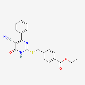 Ethyl 4-{[(5-cyano-6-oxo-4-phenyl-1,6-dihydropyrimidin-2-YL)sulfanyl]methyl}benzoate