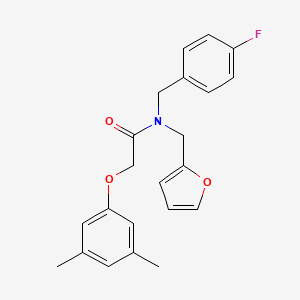 molecular formula C22H22FNO3 B11377080 2-(3,5-dimethylphenoxy)-N-(4-fluorobenzyl)-N-(furan-2-ylmethyl)acetamide 