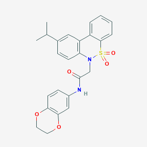 molecular formula C25H24N2O5S B11377094 N-(2,3-dihydro-1,4-benzodioxin-6-yl)-2-(9-isopropyl-5,5-dioxido-6H-dibenzo[c,e][1,2]thiazin-6-yl)acetamide 