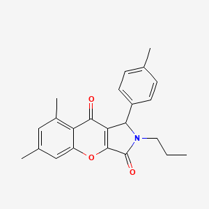 molecular formula C23H23NO3 B11377145 6,8-Dimethyl-1-(4-methylphenyl)-2-propyl-1,2-dihydrochromeno[2,3-c]pyrrole-3,9-dione 